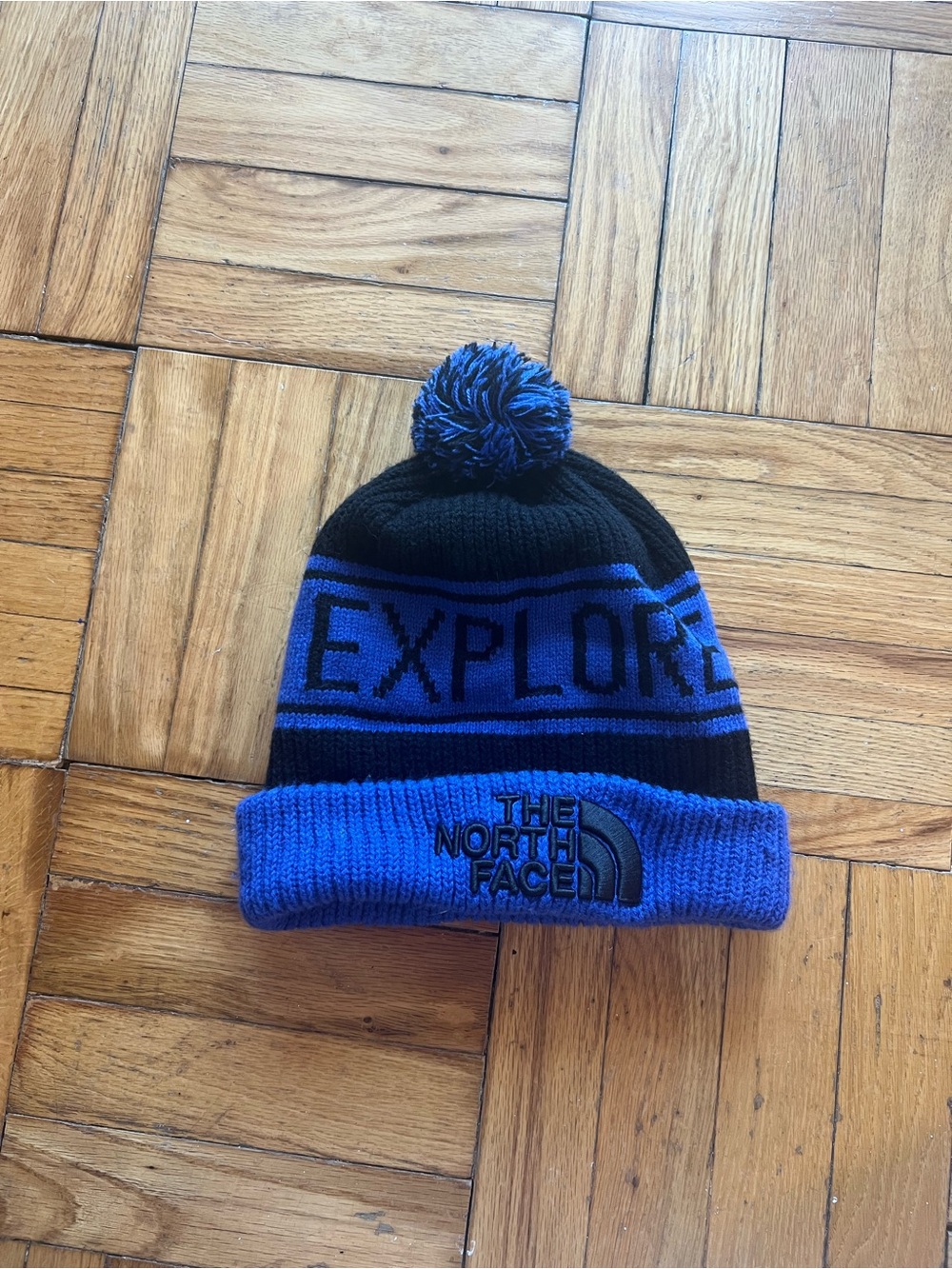 The North Face Black & Blue Pom Beanie